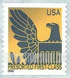FindYourStampsValue: Colored Eagle on Gold Background, Self-Adhesive Coil Stamp