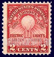 FindYourStampsValue: ELECTRIC LIGHT'S GOLDEN JUBILLEE - Edison's First Lamp