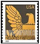 FindYourStampsValue: Eagle in Gold on Colored Background, Self-Adhesive Coil Stamp