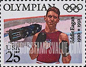 FindYourStampsValue: OLYMPIANS - Eddie Eagan, 1920, 1932