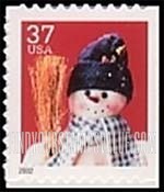 FindYourStampsValue: CHRISTMAS - Snowman with Blue Plaid Scarf, Booklet Stamp