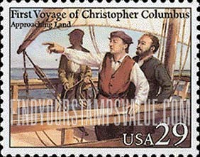 FindYourStampsValue: VOYAGES OF COLUMBUS - Approaching land