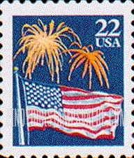 FindYourStampsValue: FLAG AND FIREWORKS