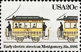 FindYourStampsValue: STREETCARS - Early electric streetcar, Montgomery, Alabama