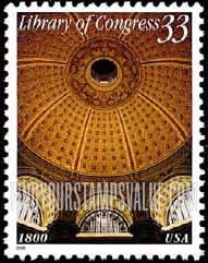 FindYourStampsValue: LIBRARY OF CONGRESS - Thomas Jefferson Building, Interior Dome and Arched Windows