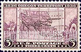 FindYourStampsValue: CENTENARY OF OREGON TERRITORY OPENING - Map of Oregon