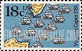 FindYourStampsValue: BATTLE OF THE VIRGINIA CAPES - American Bicentennial