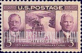 FindYourStampsValue: PANAMA CANAL - Theodore Roosevelt, General George W.Goethals and Gaillard Cut