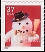 FindYourStampsValue: CHRISTMAS - Snowman with Pipe, Booklet Stamp