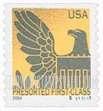 FindYourStampsValue: Colored Eagle on Gold Background, Coil stamp