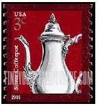FindYourStampsValue: AMERICAN DESIGN SERIES - Silver Coffeepot, Coil Stamp