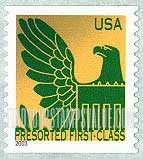 FindYourStampsValue: Colored Eagle on Gold Background, Self-Adhesive Coil Stamp