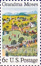 FindYourStampsValue: AMERICAN FOLKLORE - July Forth, by Gradma Moses