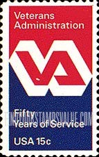 FindYourStampsValue: VETERANS ADMINISTRATION, 50th ANNIVERSARY