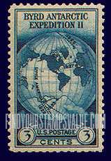 FindYourStampsValue: BYRD ANTARCTIC EXPEDITION - World Map on van der Grinten's Projection