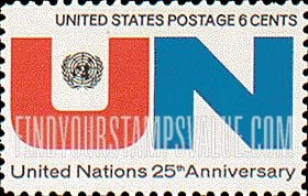 FindYourStampsValue: THE UNITED NATIONS, 25th ANNIVERSARY