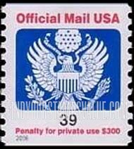 FindYourStampsValue: OFFICIAL MAIL - Great Seal, 39c, Coil Stamp