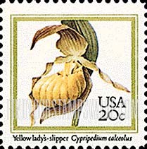 FindYourStampsValue: ORCHIDS - Yellow Lady's Slipper