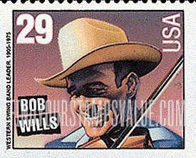 FindYourStampsValue: BOB WILLS - American Music Series, booklet stamp