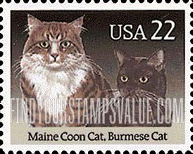 FindYourStampsValue: CATS - Maine Coon and Burmese