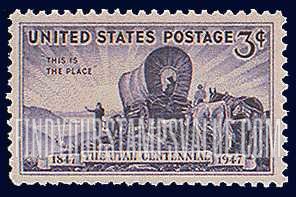 FindYourStampsValue: UTAH SETTLEMENT CENTENARY - Pioneers entering the Valley of Great Salt Lake