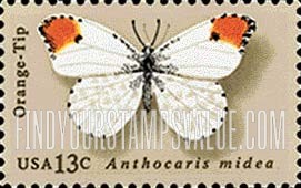 FindYourStampsValue: BUTTERFLIES - Orange-Tip