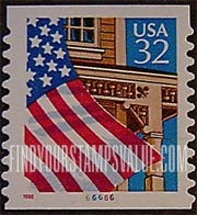 FindYourStampsValue: FLAG OVER PORCH, Self-adhesive Coil stamp