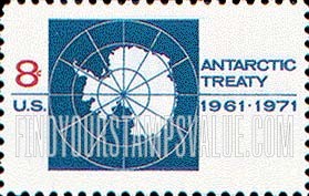 FindYourStampsValue: ANTARCTIC TREATY - Map of Antarctic