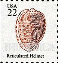 FindYourStampsValue: SEASHELLS - Reticulated helmet, booklet stamp