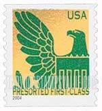 FindYourStampsValue: Colored Eagle on Gold Background, Coil Stamp