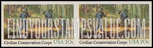 FindYourStampsValue: 50th ANNIVERSARY OF CIVILIAN CONSERVATION CORPS