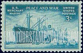 FindYourStampsValue: MERCHANT MARINE - Liberty Ship unloading Cargo