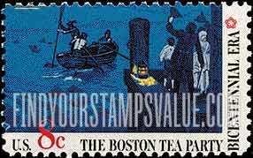 FindYourStampsValue: BOSTON TEA PARTY - Boat and Dock