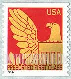 FindYourStampsValue: Eagle in Gold on Colored Background, Self-Adhesive Coil Stamp