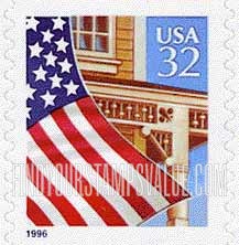 FindYourStampsValue: FLAG OVER PORCH, Self-Adhesive Coil stamp