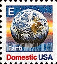 FindYourStampsValue: "E" AND EARTH, booklet stamp