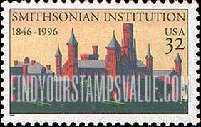 FindYourStampsValue: SMITHSONIAN INSTITUTION, 150th ANNIVERSARY