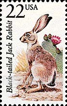 FindYourStampsValue: BLACK-TAILED JACK RABBIT - North American Wildlife