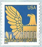 FindYourStampsValue: Eagle in Gold on Colored Background, Self-Adhesive Coil Stamp