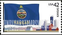 FindYourStampsValue: FLAGS OF OUR NATION - Kansas, Self-Adhesive Coil stamp