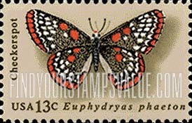 FindYourStampsValue: BUTTERFLIES - Checkerspot