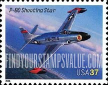 FindYourStampsValue: ADVANCES IN AVIATION - Lockheed P-80 Shooting Star, Self-Adhesive stamp
