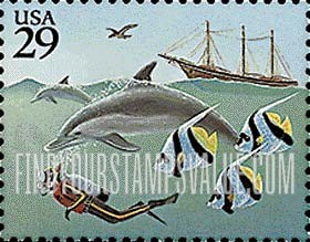 FindYourStampsValue: WONDERS OF THE SEA - Diver, Ship