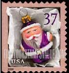 FindYourStampsValue: CHRISTMAS - Purple Santa Ornament, Self-Adhesive Booklet stamp