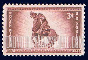 FindYourStampsValue: ROUGH RIDERS - Statue of Capt. William (Bucky) O'Neill