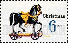 FindYourStampsValue: CHRISTMAS - Toy Horse on Wheels