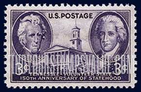 FindYourStampsValue: 150th ANNIVERSARY OF TENNESSEE STATEHOOD - Andrew Jackson, John Sevier and Tennessee Capitol