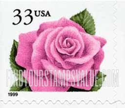 FindYourStampsValue: CORAL PINK ROSE - Flora and Fauna, Self-adhesive Booklet stamp
