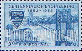 FindYourStampsValue: ENGINEERING CENTENNIAL - George Washington Bridge and Covered Bridge of 1850s