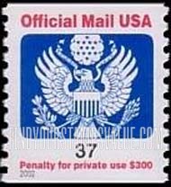 FindYourStampsValue: OFFICIAL MAIL - Great Seal, 37c, Coil Stamp
